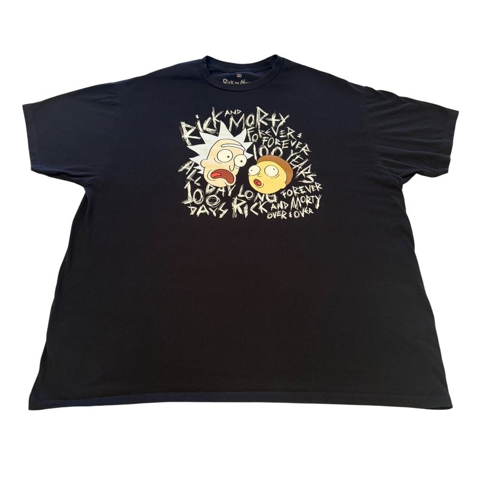 Rick & Morty Adult Swim Graphic‎ Tee 2X Black 100% Cotton Funny Cartoon Design